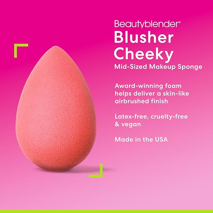 Beautyblender® | Beautyblusher Mid-Sized Beauty Blender Makeup Sponge for Cream & Powder Blush, Super-Soft Foam, Made in USA, Reusable, Washable, Streak Free Application, Vegan, Cruelty Free