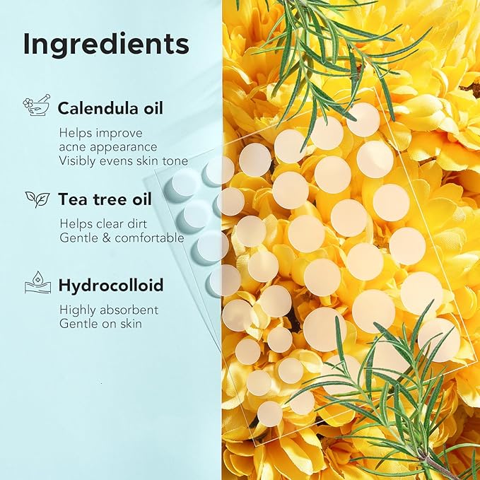 TKTK Pimple Patch Acne Patch, 4 Sizes 560 Patches Acne Absorbing Cover Patch, Hydrocolloid Invisible Acne Patches For Face Zit Patch Acne Dots Tea Tree, Calendula Oil - 4 Pack