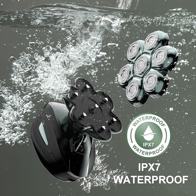 Head Shavers for Bald Men: Enhanced Detachable Head Shaver - IPX7 Waterproof Electric Razor for Men - 7D LED Display Rechargeable Shaving Grooming Kit (Hunter Green)