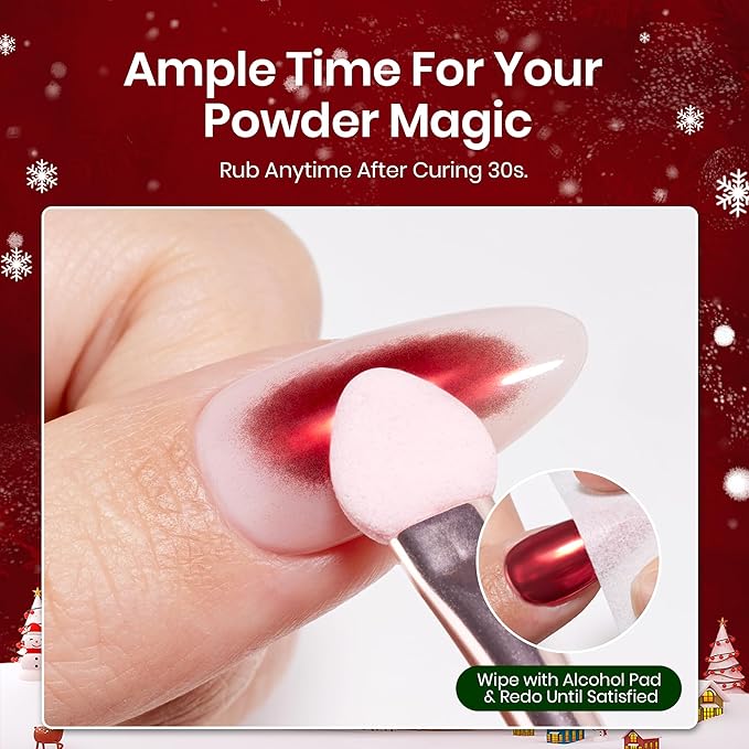 Beetles Christmas Gel Top Coat for Chrome Nail Powder, 15ml Chrome Top Coat,15ml Matte Top Coat with Red Green Mirror Chrome Powder Shiny Gloss No Wipe Long Lasting Soak Off Nail Lamp for Nails Art