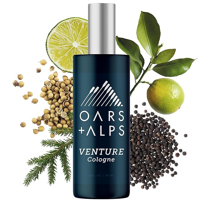 Oars + Alps Venture Mens Cologne and Body Spray, Travel Size Cologne for Men Body Spray, Citrus & Herbal Fragrance, Scented with Bergamont, Coastal Lime, Caradom and Fir Blends Refreshing, 1oz