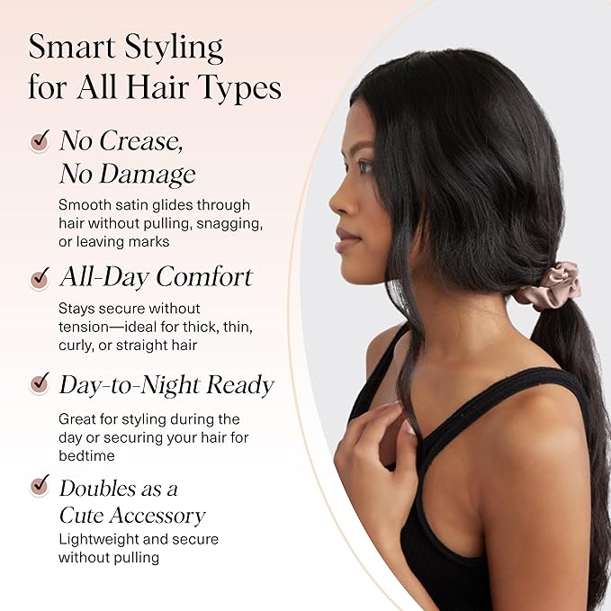 Kitsch Satin Scrunchies for Women - Softer Than Silk Scrunchies | Hair Ties No Damage for Frizz-Free Sleep | Stocking Stuffers for Teen Girls | Ideal Gifts for Women - Cameo, 5pcs