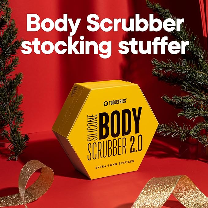 TOOLETRIES Body Scrubber 2.0 – Premium Silicone Scrubber for Cleaning, Exfoliating Your Skin – Extra Long Lather Boosting Bristles with Ergonomic Handle, Long-Lasting & Easy to Clean - Charcoal
