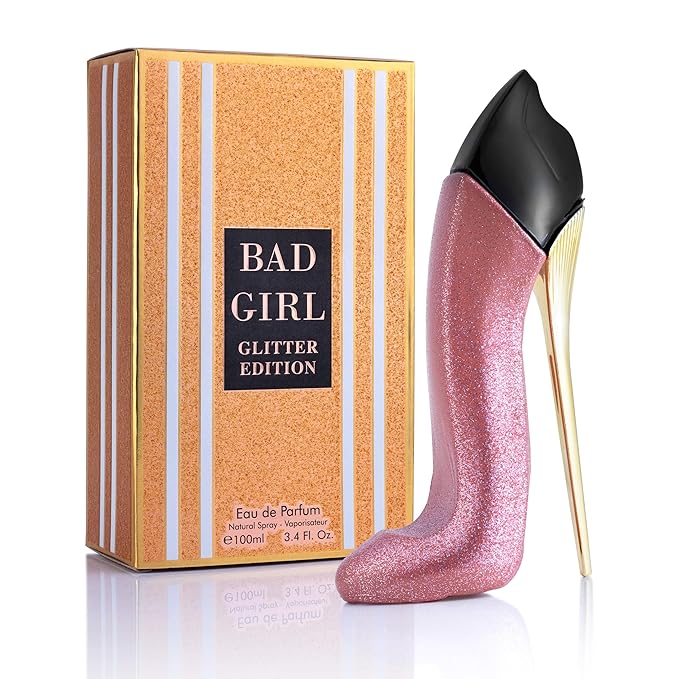 Bad Girl Glitter Edition - Oriental Floral Fragrance For Women - Top Notes of Almond, Coffee, Bergamot & Lemon - Base Scent of Tonka Bean, Cacao, Vanilla, Cashmere & Cinnamon - Elegant 100ml Bottle