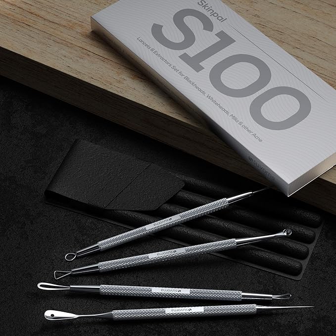 Suvorna Pimple Popper Tool Kit | Milia Remover | Lancets for Facial Extraction | White head Extractor Tool for Face | Comedone Extractor | Blackhead Remover tool | Acne Needle Tool & Cyst Removal Tool