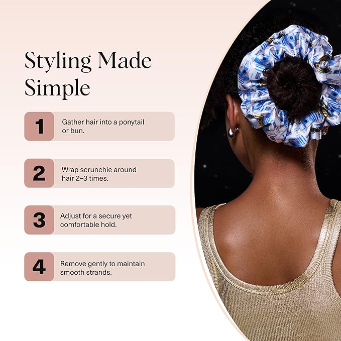 Kitsch x Star Wars R2-D2 & Stormtrooper Scrunchies for Women- Softer Than Silk Scrunchie, No Crease Hair Ties, Perfect For Day And Night Creaseless Hair Accessories | Ideal Gifts for Women - 2pcs